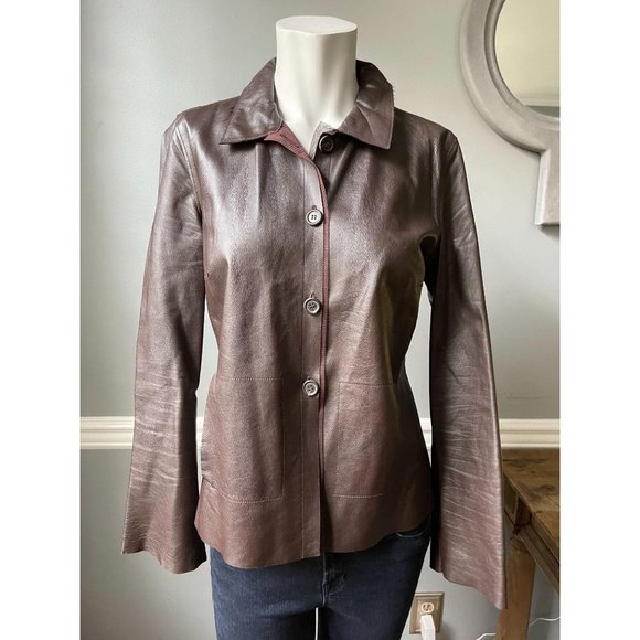 Rozae Nichols Leather & Mesh Shirt Jacket Blazer - Picture 1 of 4